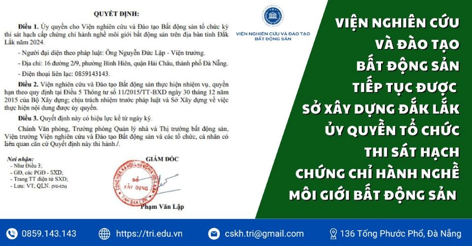 TRI.EDU.VN_Vien TRI Tiep Tuc Duoc SXD Daklak Uy Quyen To Chuc Thi Sat Hach Ccmg Bds1